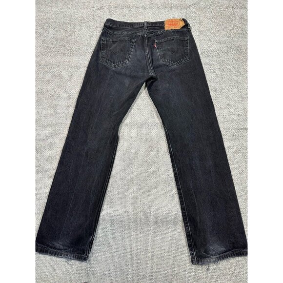 Levis 501 Mens 33x32 Black Faded Straight Leg Button Fly - Picture 2 of 16